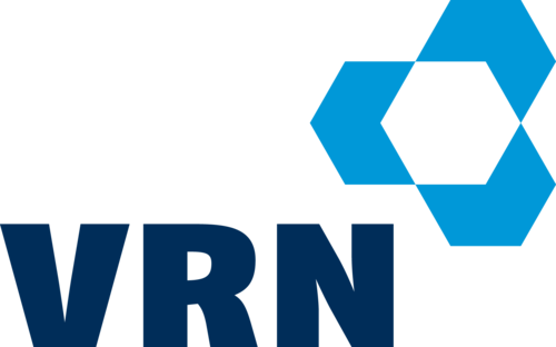 Logo mit den Buchstaben VRN in dunkelblau und einem sechseckigen blauen Symbol rechts oben